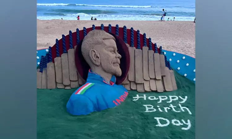 CWC 2023: Sand artist Sudarsan Pattnaik wishes Virat Kohli on his 35th birthday