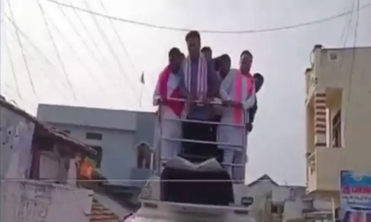 Telangana: KTR escapes mishap while campaigning in Nizamabad