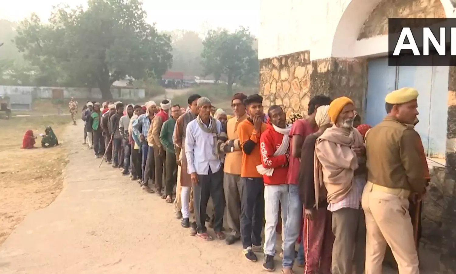 Voters queue up outside a polling station in Sidhi... ... Assembly polls live: Polling ends in MP, 68.15% voter turnout in Chhattisgarh Voters queue up outside a polling station in Sidhi... ... Assembly polls live: Polling ends in MP, 68.15% voter turnout in Chhattisgarh