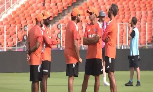 Rohit, Dravid inspect Ahmedabad pitch ahead of World Cup final