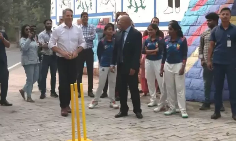 Australian Deputy PM Marles plays gully cricket at Arun Jaitley Stadium premises in Delhi
