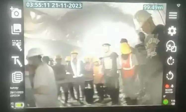 Rescuers release first video of workers trapped inside collapsed Uttarakhand tunnel