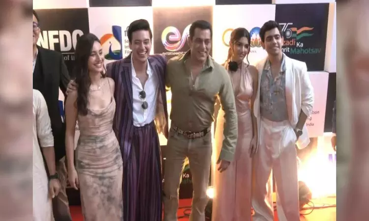 Salman Khan poses with Farrey cast at IFFI 2023