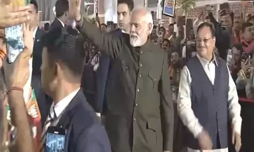 PM Modi arrives at BJP headquarters