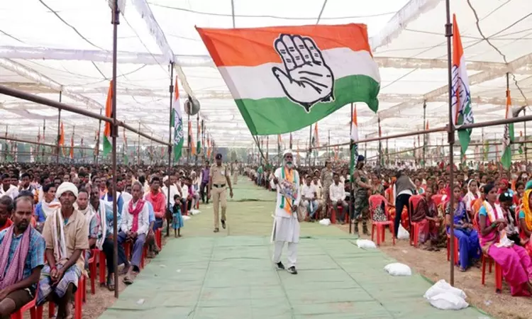 Congress hand stops BRS car in Telangana