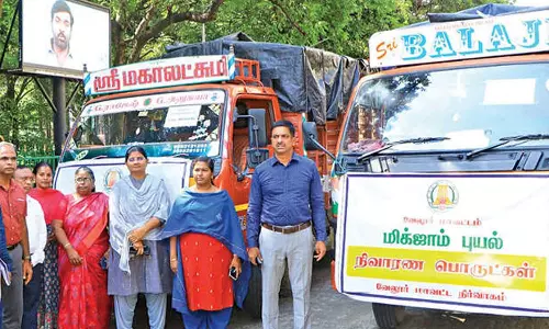 Nearly six batches of relief materials from Vellore, Ranipet sent to Chennai Nearly six batches of relief materials from Vellore, Ranipet sent to Chennai