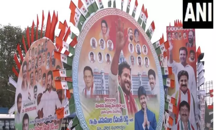 Hyd plastered with posters of Revanth Reddy ahead of his swearing-in ceremony