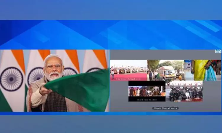 PM Modi flags off Viksit Bharat Sankalp Yatra in 5 states PM Modi flags off Viksit Bharat Sankalp Yatra in 5 states