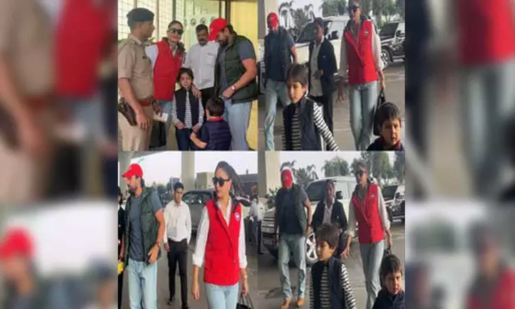 Saif, Kareena jet off for Christmas vacation; Taimur, Jehangir hold hands at airport