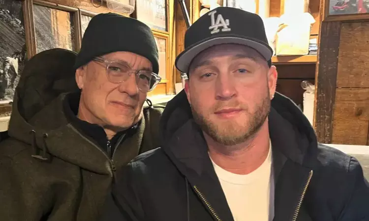 Tom Hanks poses with son Chet in rare photo