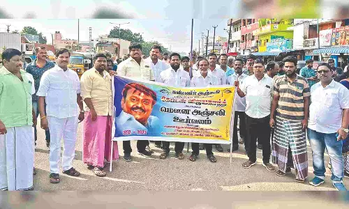 Tributes for Vijayakanth in Chengalpattu