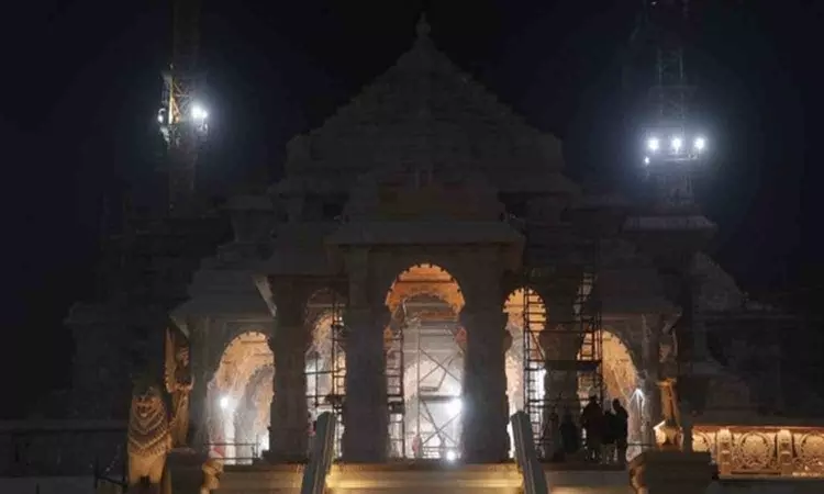 Ram Janmbhoomi Trust shares stunning pictures of Ram Mandir bathed in nightlight
