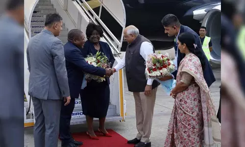 Mozambique Prez Filipe Nyusi arrives in Ahmedabad to attend Vibrant Gujarat Summit