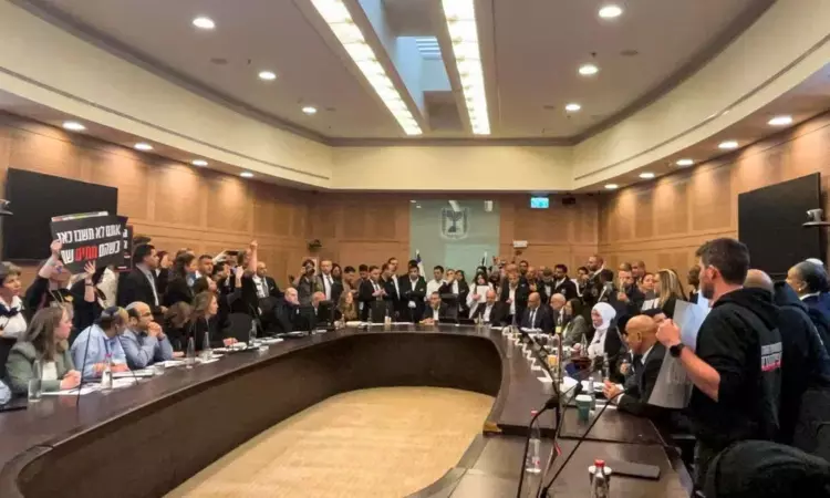 Gaza hostage relatives burst into Israeli parliament, calls for action mount