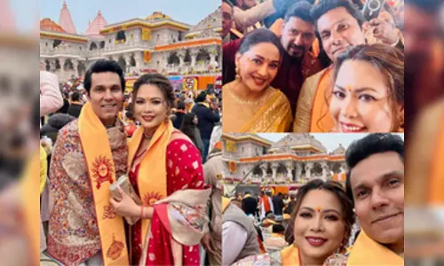 Newlyweds Randeep, Lin radiate joy at Ram Temple, share smile with Madhuri Dixit
