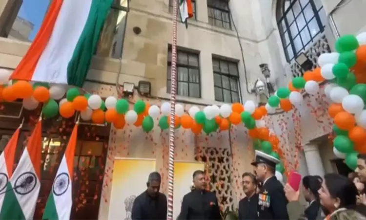 UK: Tricolour unfurled at Indian Embassy by High Commissioner Vikram Doraiswami UK: Tricolour unfurled at Indian Embassy by High Commissioner Vikram Doraiswami