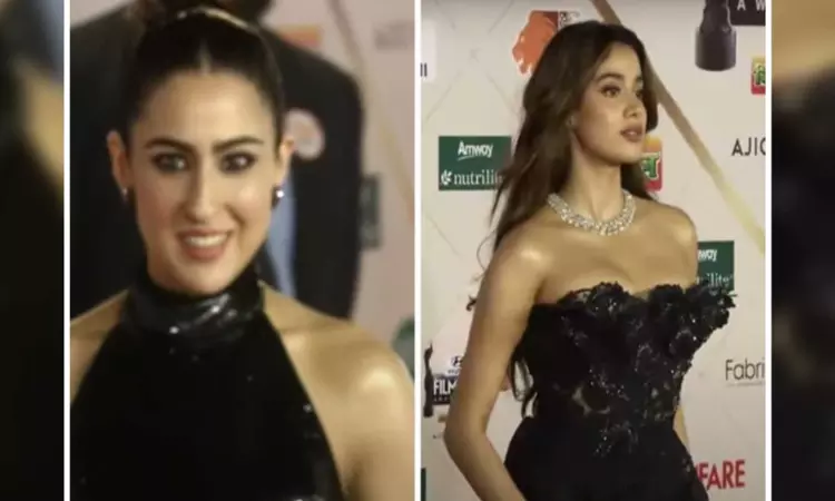 Filmfare Awards: Sara Ali Khan, Janhvi Kapoor twin in black, raise glam quotient