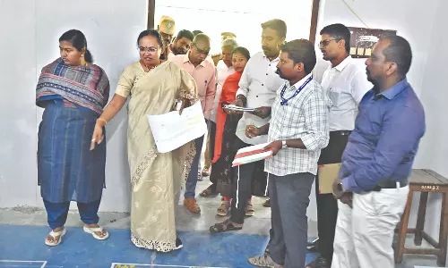 Vellore Collector Subbulaxmi inspects ballot counting centre at Bagayam