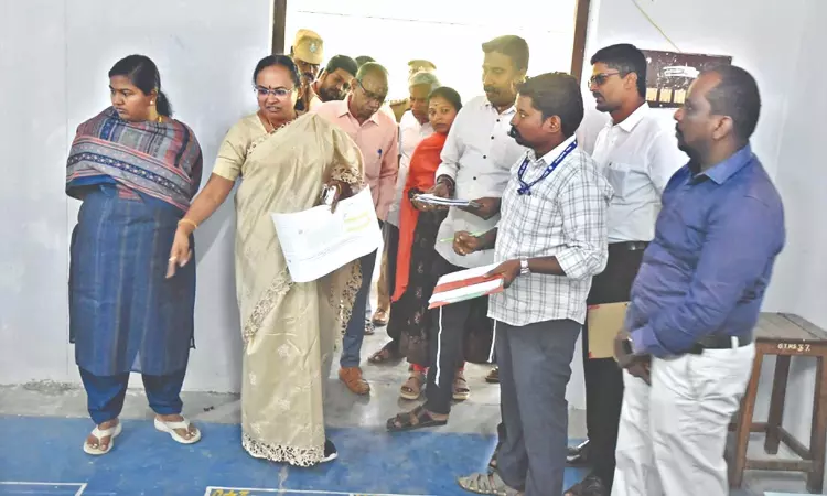 Vellore Collector Subbulaxmi inspects ballot counting centre at Bagayam Vellore Collector Subbulaxmi inspects ballot counting centre at Bagayam