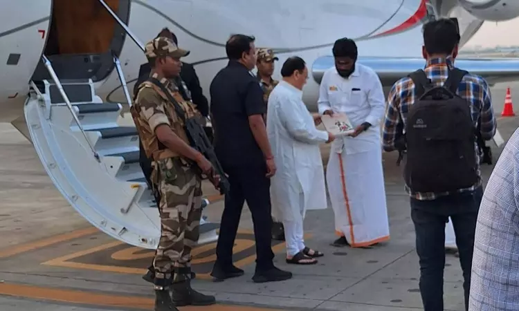 BJP president JP Nadda arrives in Chennai, to hold poll alliance talks