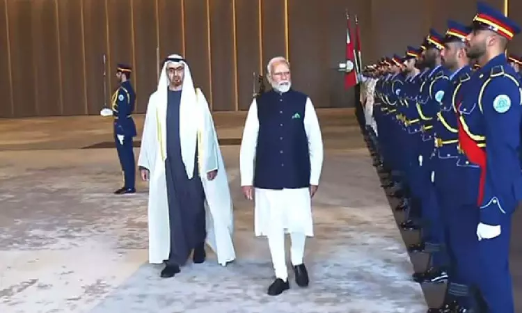 PM Modi arrives in Abu Dhabi to rousing welcome; to address Ahlan Modi event today PM Modi arrives in Abu Dhabi to rousing welcome; to address Ahlan Modi event today