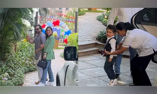 Kareena, Saif arrive in style for their son Jehs birthday party