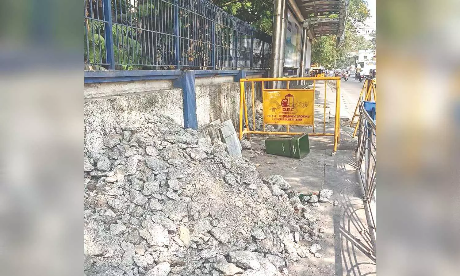 Citizen Connect: Debris left on footpath hinders pedestrian movement in Egmore