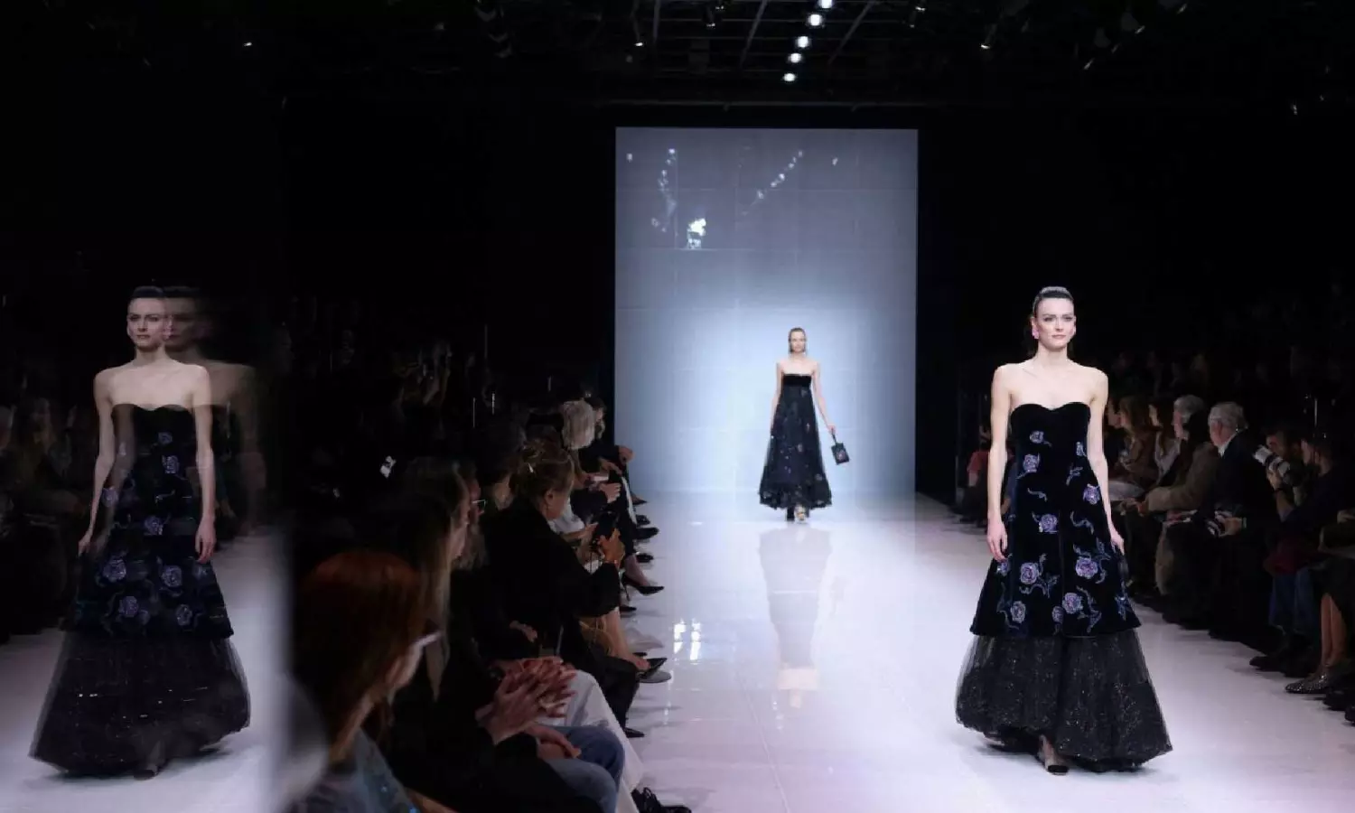 Giorgio Armani catwalk blooms with florals at Milan Fashion Week