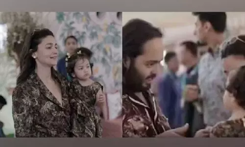 Alia twins with daughter Raha in jungle themed outfit, catch up with Anant Ambani