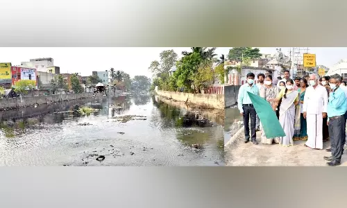 Mayor Priya launched drone fogging at Otteri Nullah on Wednesday Mayor Priya launched drone fogging at Otteri Nullah on Wednesday