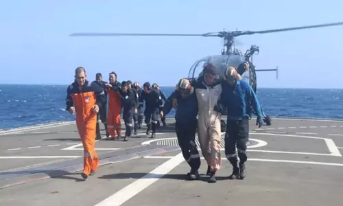 Indian warship rescues crew of drone-hit vessel in Gulf of Aden