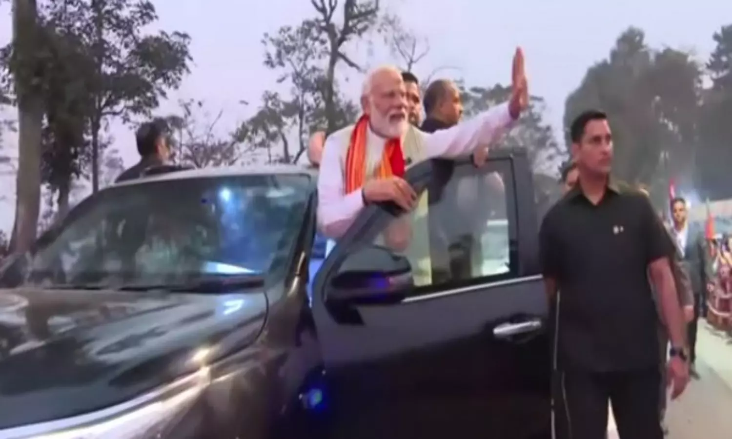 PM Modi holds roadshow in Kaziranga during his two-day visit to Assam