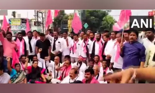 BRS leaders stage protests in Telangana over arrest of K Kavitha BRS leaders stage protests in Telangana over arrest of K Kavitha