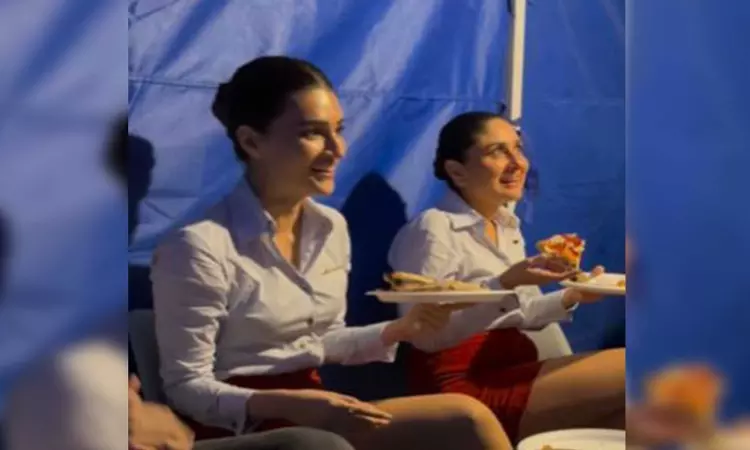 Rhea Kapoor drops video of Kareena and Kritis pizza party on Crew set Rhea Kapoor drops video of Kareena and Kritis pizza party on Crew set
