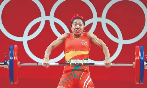 Mirabai finishes third, set to qualify for Paris Olympics