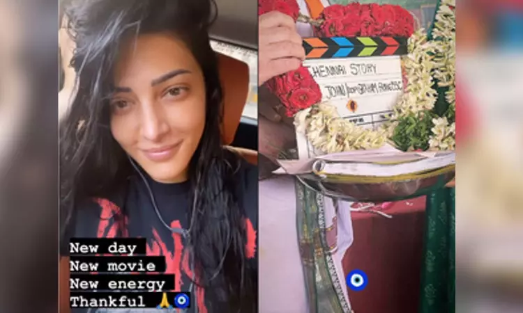 Shruti Haasan starts shooting for ‘Chennai Story’, shares pics from mahurat shot