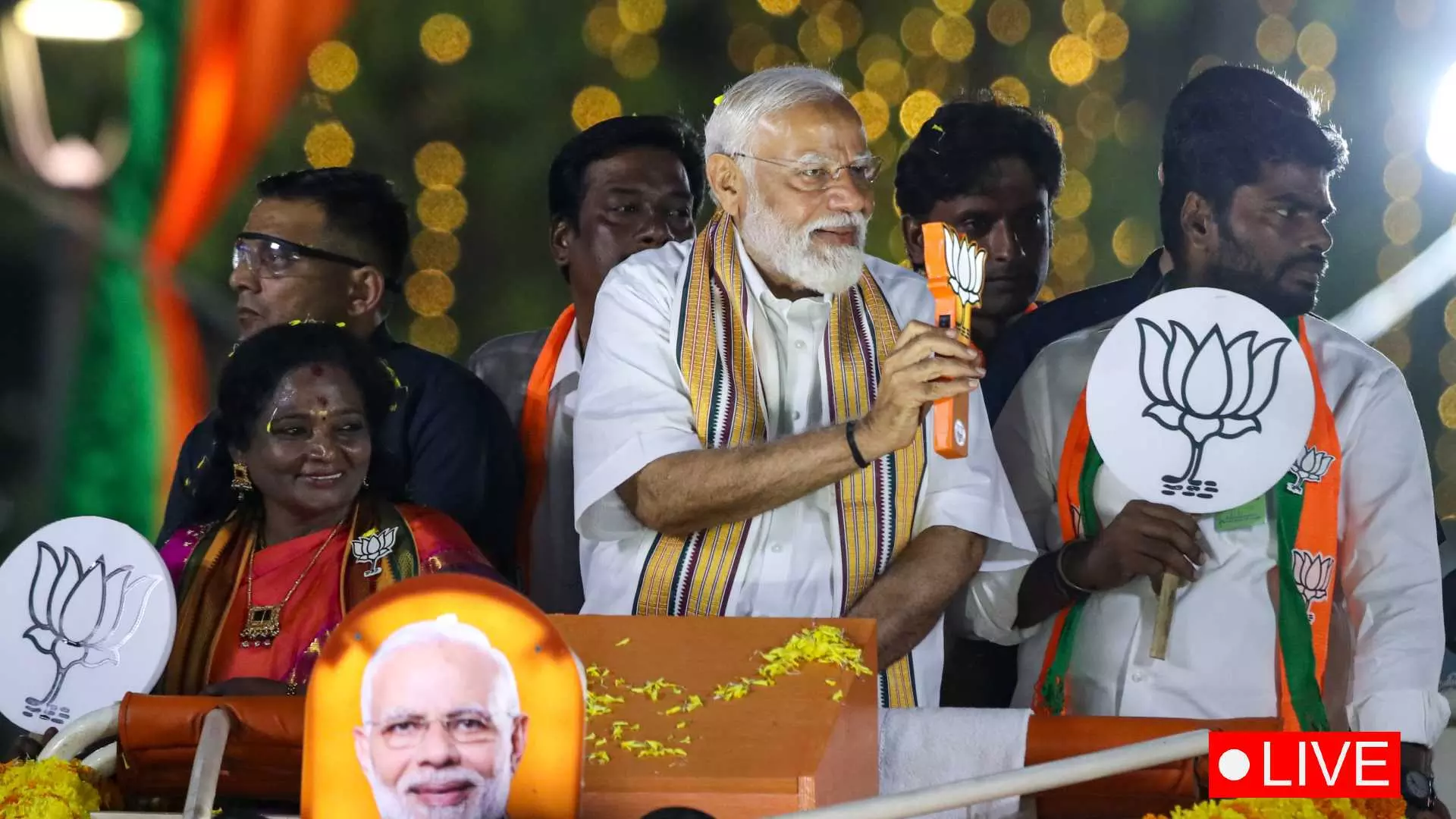 Modi Chennai roadshow live: PM takes out roadshow in T Nagar