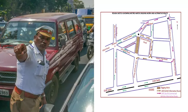Traffic diversions announced at EVK Sampath Road: Check details here