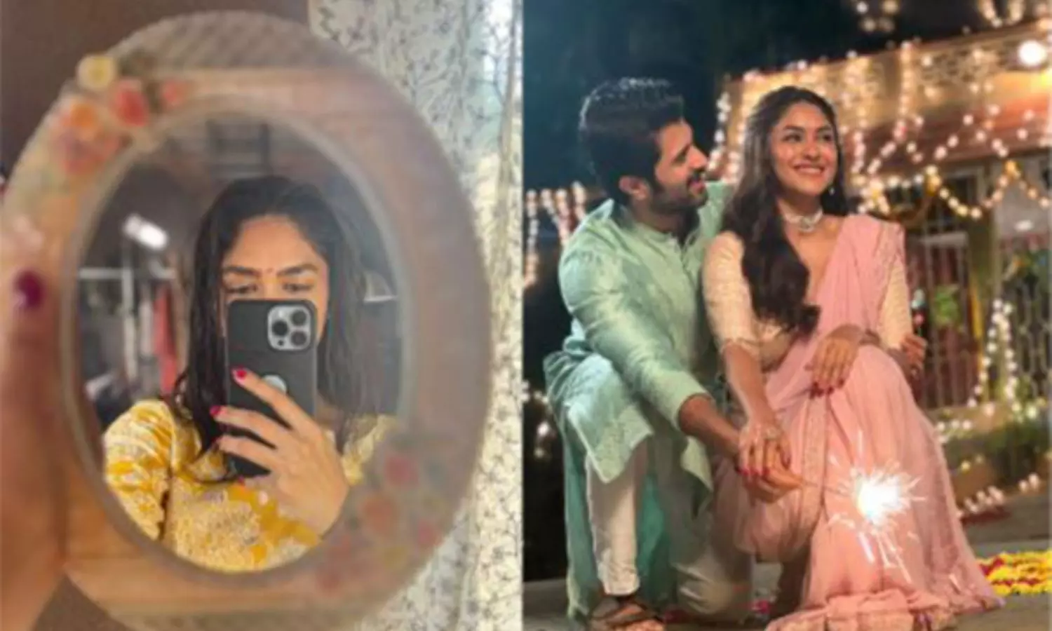 Mrunal Thakur shares BTS of Indu from Family Star sets