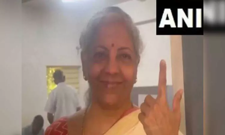Lok Sabha polls: Union Minister Nirmala Sitharaman casts vote in Bengaluru