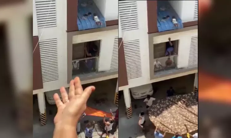 7-month-old slips from fourth-floor balcony, neighbours join hands to rescue her