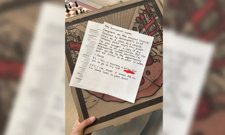 A pizza, a note, and some PR: Quirky job application impresses CEO of US startup