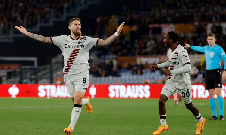 Leverkusen earn 2-0 victory at Roma in semis first leg Leverkusen earn 2-0 victory at Roma in semis first leg