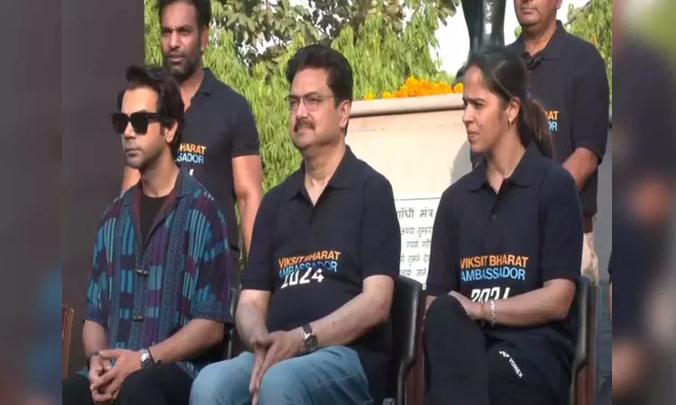 Saina Nehwal, Rajkumar Rao urge people to come out and vote during Viksit Bharat Run