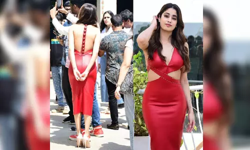 Janhvi wears outfit inspired by red cricket ball to promote ‘Mr. & Mrs. Mahi’