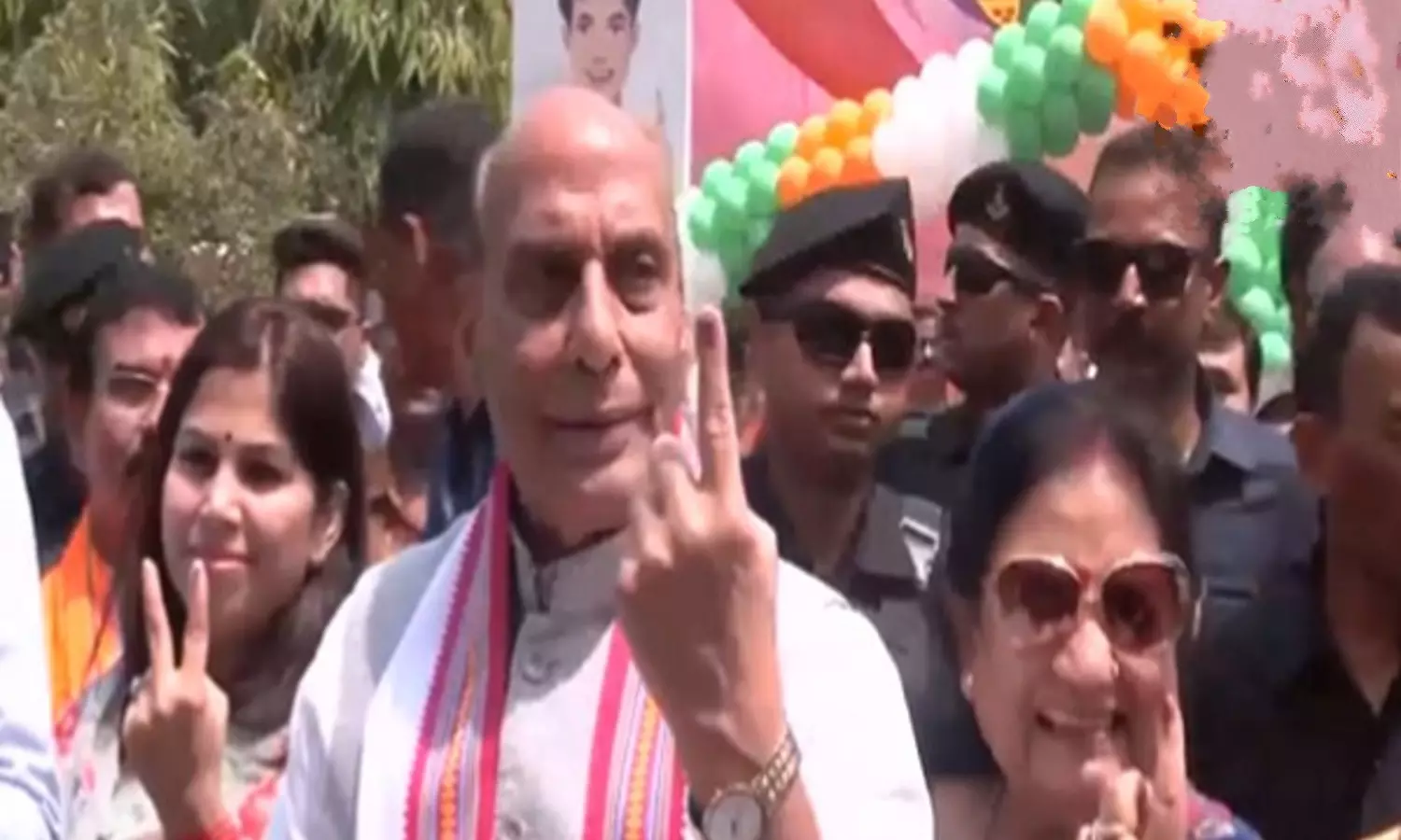 Defense Minister Rajnath Singh and his wife cast their vote in Lucknow, urge citizens to participate