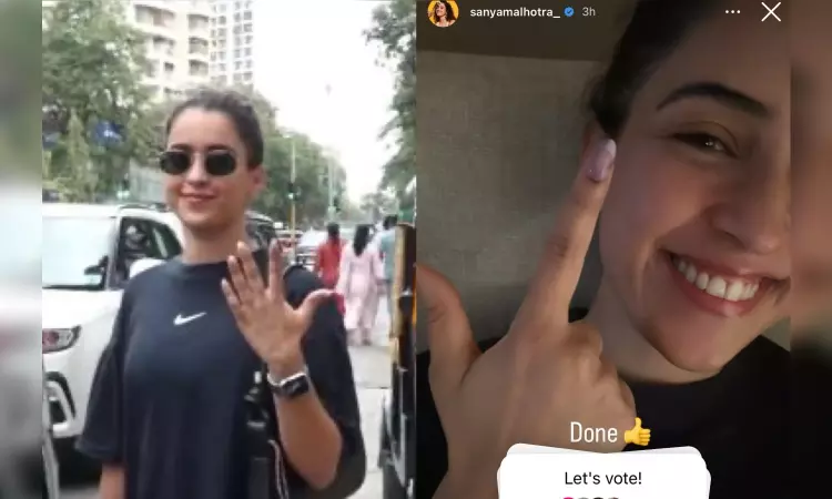 LS polls: Sanya Malhotra flaunts her inked finger after casting vote LS polls: Sanya Malhotra flaunts her inked finger after casting vote
