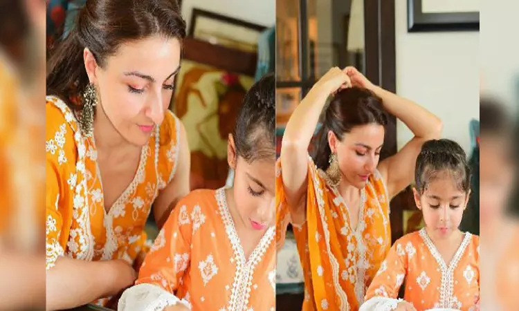 On Eid Al-Adha, Soha Ali Khan twins with daughter Inaaya in orange suit, sends wishes to fans