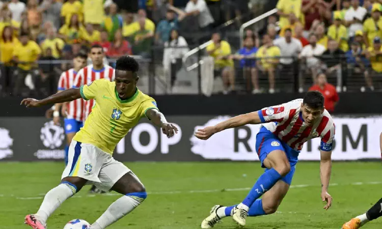 Junior scores twice to lead Brazil to 4-1 win over Paraguay in Copa America group stage Junior scores twice to lead Brazil to 4-1 win over Paraguay in Copa America group stage
