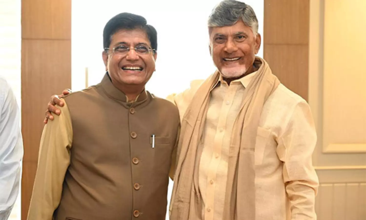Andhra CM Chandrababu Naidu meets Union ministers Piyush Goyal, Ram Mohan Naidu Kinjarapu Andhra CM Chandrababu Naidu meets Union ministers Piyush Goyal, Ram Mohan Naidu Kinjarapu